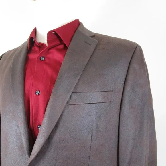 MICHAEL Michael Kors Mens Brown Faux Suede Two Button Sport Coat Size 42L